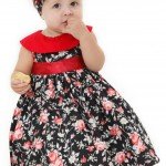 roupas de bebe floral vermelho Vestidos Infantil