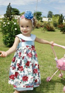 roupas de menina para festa floral com azul e vermelho Vestidos Infantil