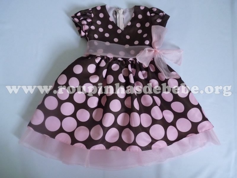 vestido infantil marrom e rosa Vestidos Infantil
