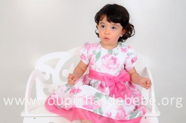 vestido floral rosa Vestidos Infantil