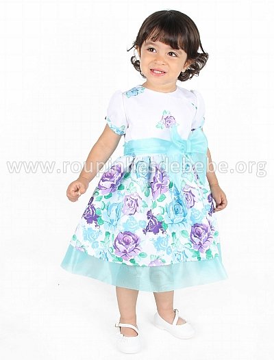 vestido infantil floral azul Vestidos Infantil