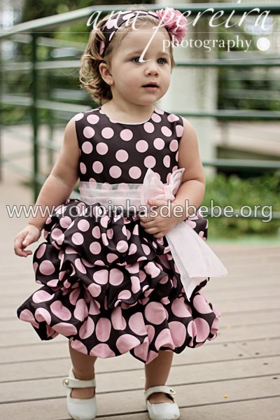 vestido infantil rosa e marrom Vestidos Infantil