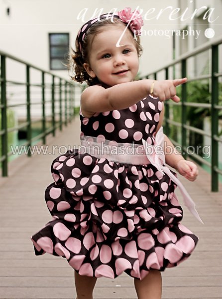vestido marrom e rosa infantil para festa Vestidos Infantil