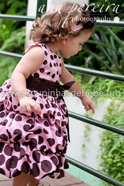 vestido rosa com marrom infantil Vestidos Infantil