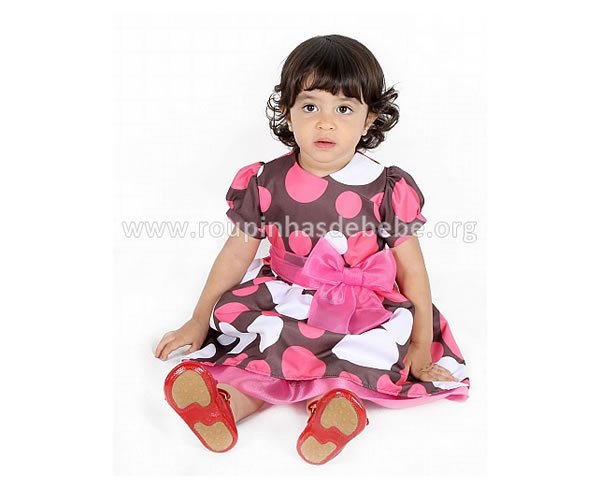 vestido rosa e marrom Vestidos Infantil