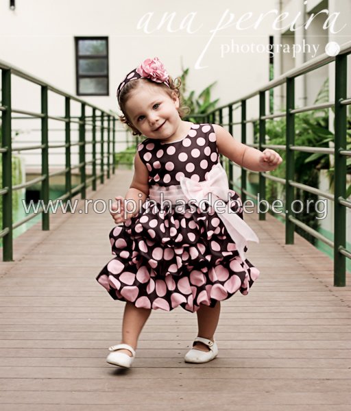 vestidos marrom e rosa infantil Vestidos Infantil