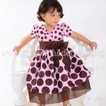 Vestido marrom e rosa infantil