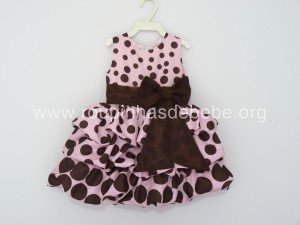 vestido infantil rosa e marrom Vestidos da minnie