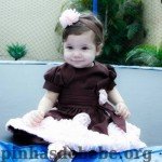 Vestido marrom e rosa infantil