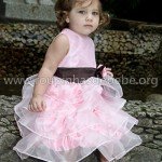 Vestido marrom e rosa infantil