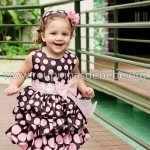 Vestido marrom e rosa infantil