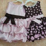 Vestido marrom e rosa infantil