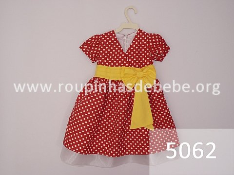 vestido minnie vermelho poa Vestido para bebe da moranguinho