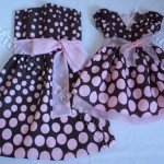 Vestido marrom e rosa infantil