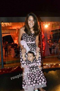 Vestido marrom e rosa infantil