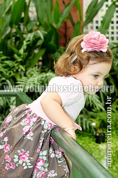 vestido infantil de tecido Vestido marrom e rosa