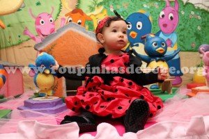 vestido poa vermelho com preto Vestidos para bebe