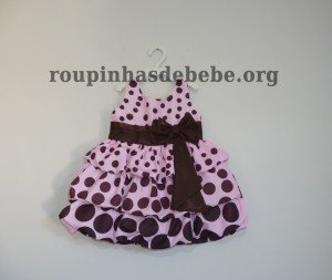 vestidos minnie balone rosa e marrom Vestidos para bebe