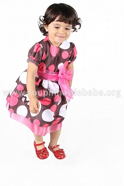 vestido infantil rosa com marrom Vestidos de festa infantil