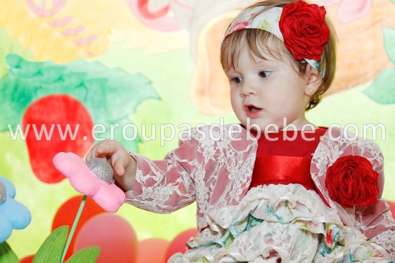 vestido infantil vermelho com renda Vestidos de festa infantil