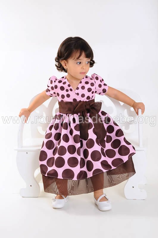 vestido marrom e rosa infantil para festa Vestidos de festa infantil