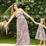 Vestido marrom e rosa infantil