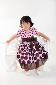 Vestido Infantil Marrom e Rosa