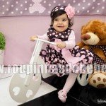 vestido marrom e rosa de bebe Roupa de festa infantil