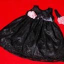 Vestido de renda e cetim preto - Cod. 2178